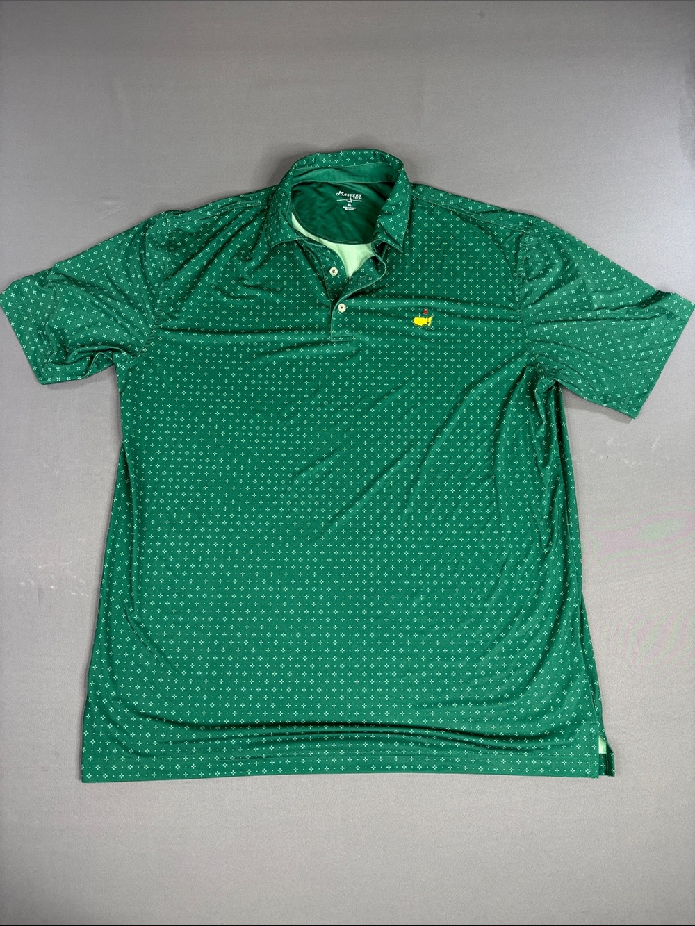 Masters Golf Polo Shirt Mens Extra Large Embroidered Logo Geometric Print Green
